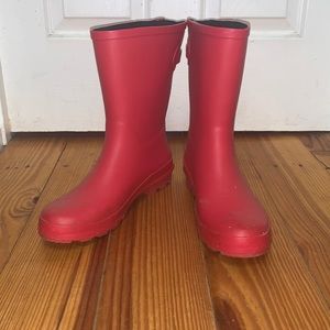 Red rain boots